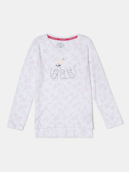 Jockey Juniors - AG19 Girls Super Combed Cotton Printed T-Shirt - White Printed