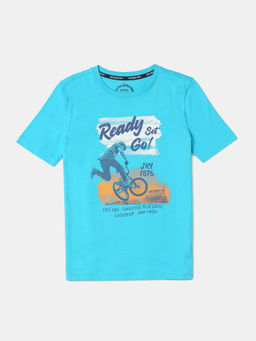 Jockey Juniors - AB23 Boys Super Combed Cotton Graphic Printed T-Shirt - Scuba Blue Printed