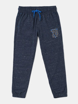 Jockey Juniors - AB10 Boys Super Combed Cotton Rich Graphic Printed Joggers - Blue Snow Melange