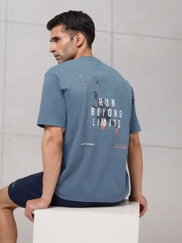 Technosport - Men Blue Printed T-Shirt