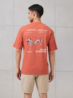 Technosport - Men Rust Printed T-Shirt