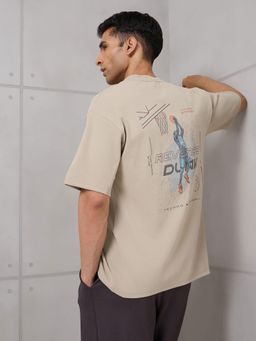 Technosport - Men Beige Printed T-Shirt
