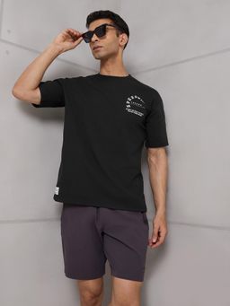 Technosport - Men Black Textured T-Shirt