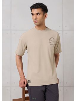 Technosport - Men Beige Textured T-Shirt