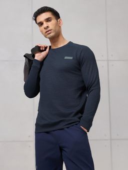 Technosport - Men Navy Blue Textured Sweatshirt