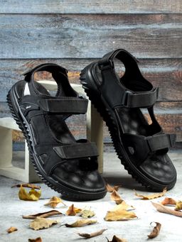 SOLETHREADS - Skycruiser Black Textured Men Sandal