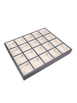 Premsons - Leatherette Layer 20 Section Womens Jewellery Tray For Earrings And Rings - Grey