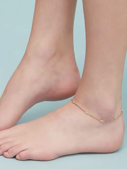 Zavya - Heartfelt Radiance Rose Gold Plated Cz Sterling Silver Anklet