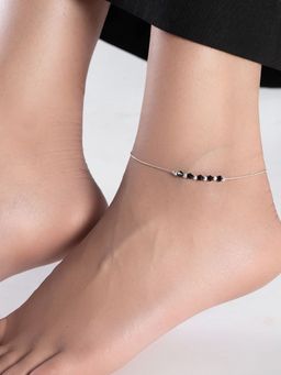 Zavya - Graceful Whispers Rhodium-Plated 925 Sterling Silver Anklet