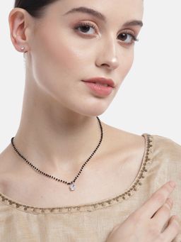 Zavya - Solitaire Rhodium Plated 925 Sterling Silver Jewellery Set