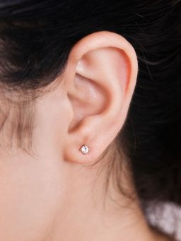 Zavya - Celestial Sparkle Gold Plated 925 Sterling Silver Solitaire Studs Earring