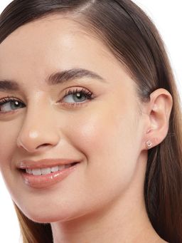 Zavya - Radiant Rose Gold Square Elegance Cz 925 Sterling Silver Earrings