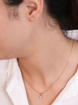 Zavya - Elegant Rose-Gold Plated 925 Sterling Silver Cz Jewellery Set