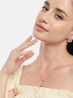 Zavya - Leafy Elegance Rose Gold-Plated 925 Sterling Silver Jewellery Set
