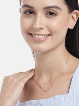 Zavya - Radiant Loops of Love Rose Gold-Plated 925 Sterling Silver Cz Mangalsutra