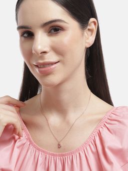 Zavya - Rose Gold Elegance Tear Drop Cz Gemstone 925 Sterling Silver Necklace