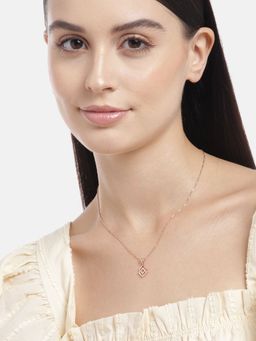 Zavya - Dual Square Delight Cz Rose Gold-Plated 925 Sterling Silver Necklace