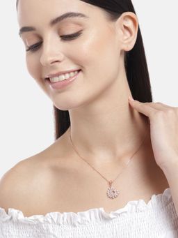 Zavya - Glistening Rose Gold Leaf 925 Sterling Silver Necklace