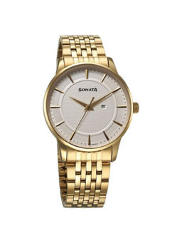 Sonata - Men Festive Collection White Dial Casual Watch (77153YM01) (M)