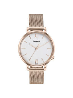 Sonata - Women Elegant Essentials White Dial Casual Watch (87045WM02W) (M)