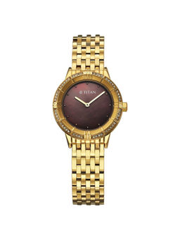 Titan - Women Purple Glamour Brown Dial Casual Watch (95316YM01) (M)