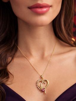 Digital Dress Room - Women C Letter Heart Initial Pink-White Stone Gold Short Necklace
