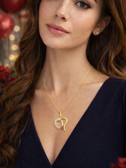 Digital Dress Room - Women I Letter Heart Initial Pink-White Stone Gold Short Necklace