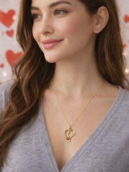 Digital Dress Room - Women O Letter Heart Initial Pink-White Stone Gold Short Necklace