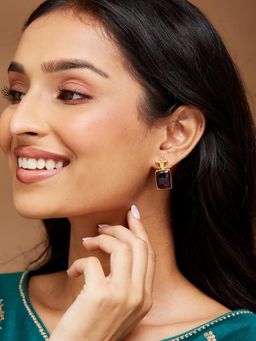 Fabindia - Women Purple Stone Drop Earrings