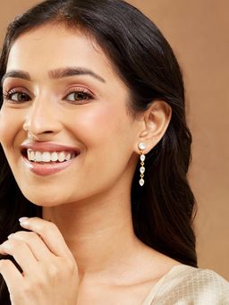 Fabindia - Women White Stone Dangler Earrings