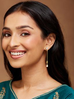 Fabindia - Women White Stone Drop Earrings