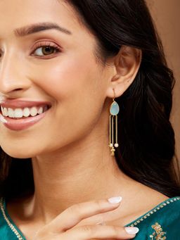 Fabindia - Women Mint Green Stone Dangler Earrings