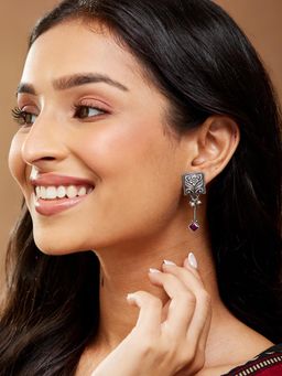 Fabindia - Women Wine Stone Dangler Earrings