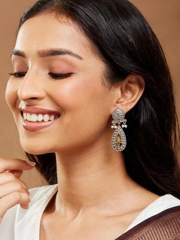 Fabindia - Women Metal Pink Stone Dangler Earrings