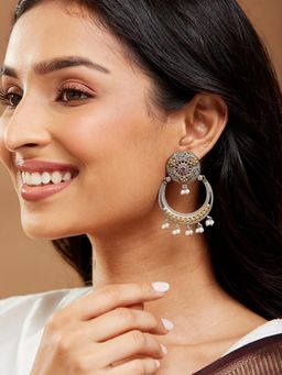 Fabindia - Women Pink Metal Chandbali Earrings