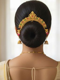Accessher - Women Gold-Plated Temple Floral Hair Juda Pin