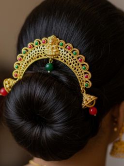 Accessher - Women Gold-Plated Maha Lakshmi Hair Juda Pin