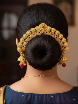 Accessher - Women Gold-Plated Floral Bridal Hair Juda Pin