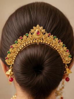 Accessher - Women Gold-Plated Multi-Color Bridal Hair Juda Pin