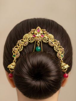 Accessher - Women Multi-Color Gold-Plated Filigree Hair Juda Pin
