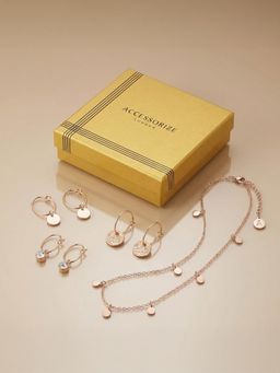 Accessorize London - Women Gold-Tone Stone Charm Necklace Set