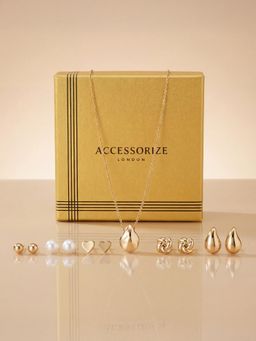 Accessorize London - Women Gold-Tone Organic Necklace Set