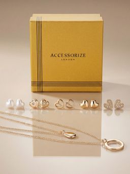 Accessorize London - Women Heart Gold Layered Pendant Necklace Set