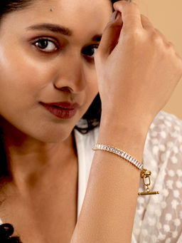 Boldiful - Women White Stone Moderno Link Bracelet