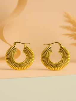JEWELZ - Women Gold-Tone Ribbed Hoop Earrings