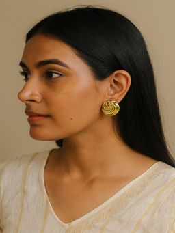 JEWELZ - Women Gold-Tone Abstract Wave Stud Earrings