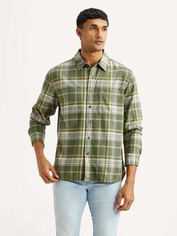 Levi's - Olive Cotton Full Sleeves Collar Neck Shirt