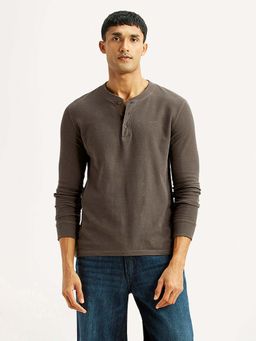 Levi's - Brown Knitted Full Sleeves Henley Neck T-Shirt