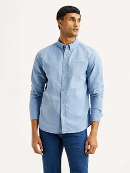 Levi's - Blue Cotton Full Sleeves Collar Neck Shirt