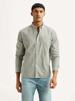 Levi's - Olive Cotton Full Sleeves Collar Neck Shirt